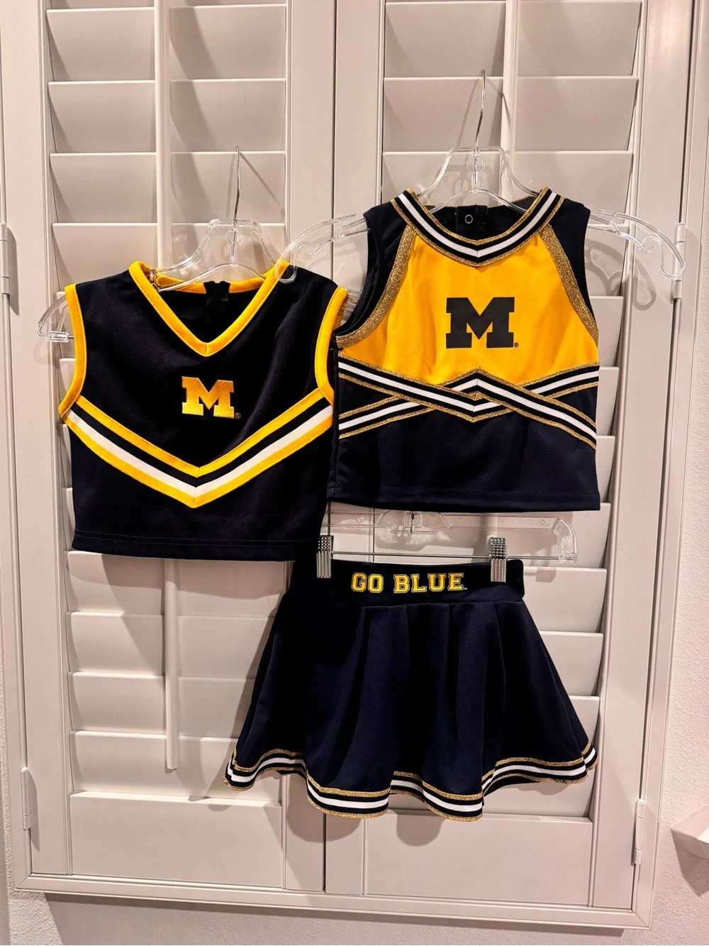 Girls Navy & Yellow Collegiate Cheer Matching Tank Top and Skirt Set